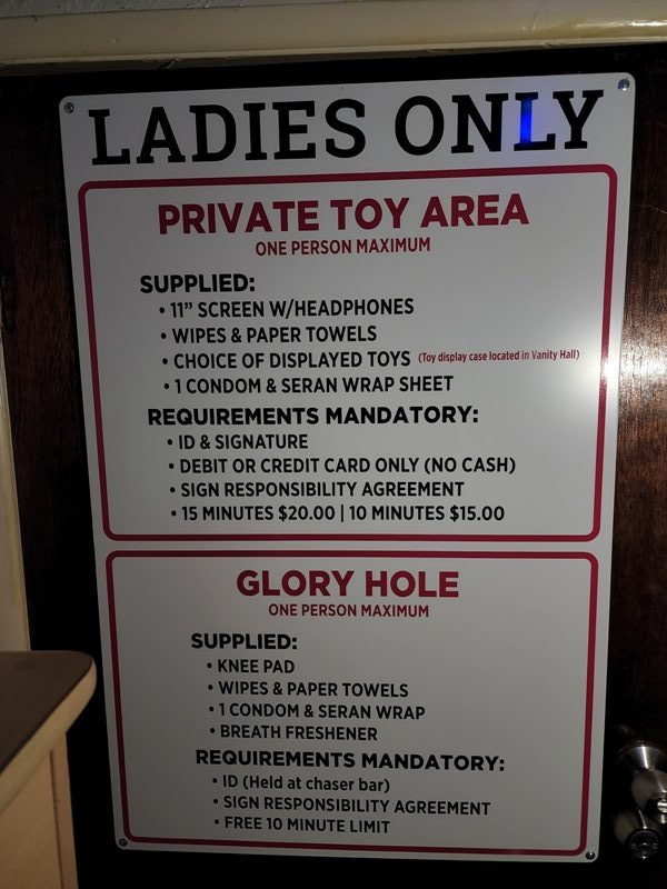 Ladies only play area sign